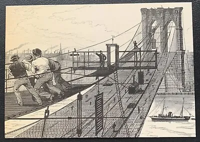 Construction Of Brooklyn Bridge With Floor Beams In Place Black&white 4x6 New • $4