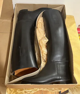 Marlborough Leather Knee High Black Riding Tall Boots Shoes Size 5B With Box • $95