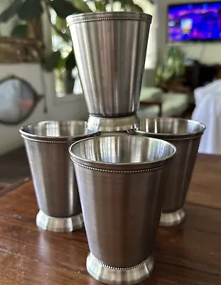 Mint Julep Cup Silver Tone Cocktail Beaded 4.5” Wedding Vase Party Q4 • $28