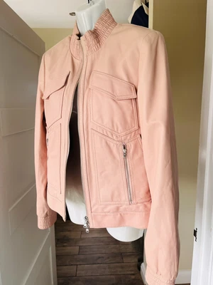 £10.60 • Buy DYNY Baby Pink Real Leather  Bomber Jacket UK10