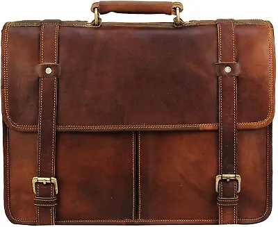 Bag Leather Vintage Genuine Laptop Messenger Men's Brown Briefcase Satchel New • $56.99
