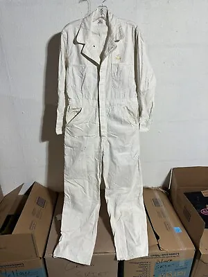 Vintage 40s Master Sanforized White Herringbone Painters Coveralls Size 40 USA • $89.99