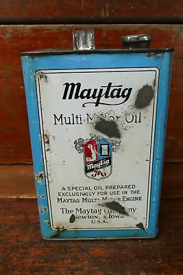 Vintage 1930s Maytag Multi-Motor One Gallon Metal Oil Gas Can Newton IA - Empty • $49.95