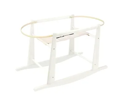 Jolly Jumper Rocking Wooden Moses Basket Stand Antique White • $103.99