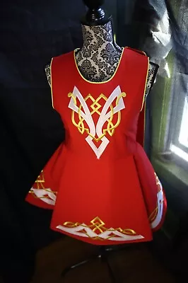 IRISH DANCE SOLO SLEEVELESS Dress RED  With Embroidery  • $250