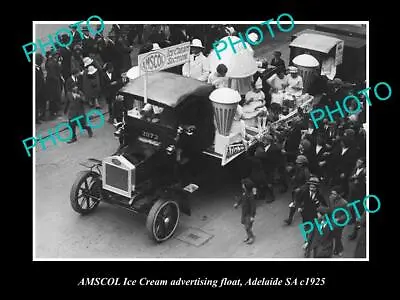 OLD HISTORIC PHOTO OF ADELAIDE SA AMSCOL MILK & DAIRY ICE CREAM FLOAT C1925 • $9.90