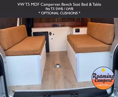 VW T5 SWB / LWB MDF Campervan Bench Seat Bed With Table Leg *OPTIONAL CUSHIONS* • £380