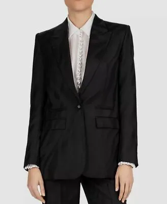 $946 The Kooples Women's Black Striped One-Button Safari Suit Jacket Blazer US 6 • $251.63