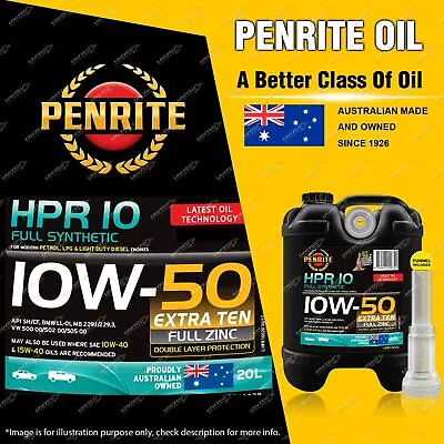 Penrite Full Synthetic HPR 10 10W-50 Engine Oil 20L For SSANGYONG Stavic 4WD • $245.95