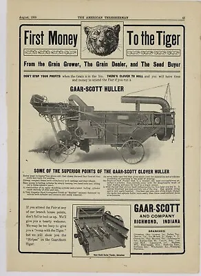 1905 Gaar Scott Ad: Clover Huller - First Money To The Tiger! - Richmond Indiana • $18.88