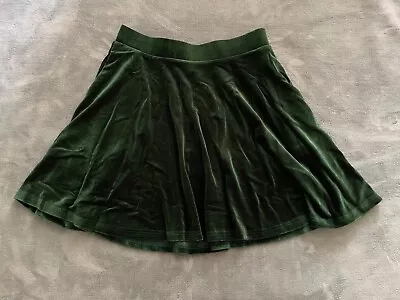 Modcloth Green Velvet Skater Skirt With Pockets NWOT Sz Small • $17