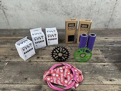 Bmx Mid New School Parts Lot Cult Shadow Vans Rank Tubes Chainring Grips Cable • $79