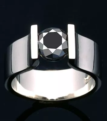 2.51 Ct Black Color Solitaire Moissanite Diamond Round 925 Silver Ring Size 7 • $0.99