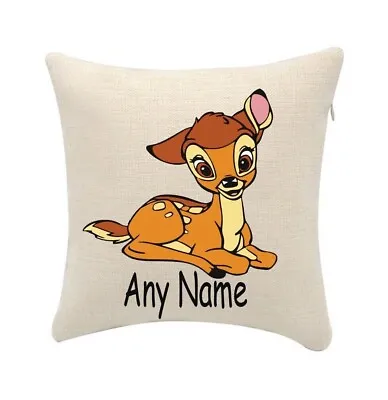 Bambi Cushion Cover Personalise Any Name (cover Only) 20cmx20cm • £5.99