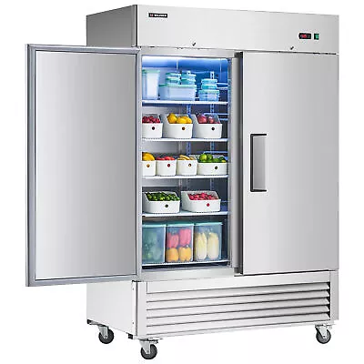 54  Commercial Reach In Stainless Steel Freezer 2 Solid Door For Restaurant ETL • $2458.70