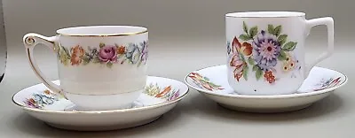 Vintage Small Porcelain 2 Tea Cups & Saucers Occupied Japan And Kingsley Narumi  • $8.49