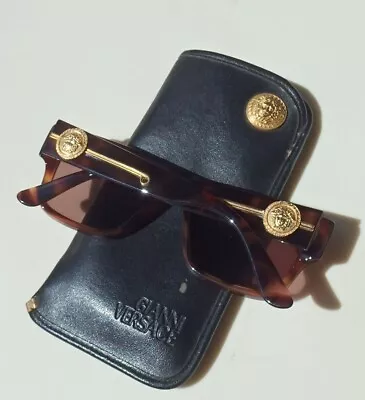 GIANNI VERSACE Vintage Sunglass Mod.372/DM Col.900 TO Gold Medusa Head Shade • $135