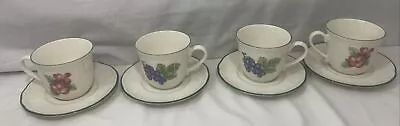 4 Cups & Saucers - Noritake Epoch Market Day - Apples Pears Green Trim • $15