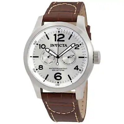 Invicta I Force Multi-Function Silver Dial Brown Leather Men's Watch 0765 • $57.98