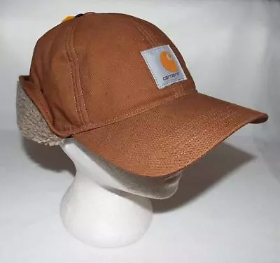 NWT Men's Carhartt Rain Defender Canvas Earflap Cap Hat Lined M-L Duck Brown • $35.44