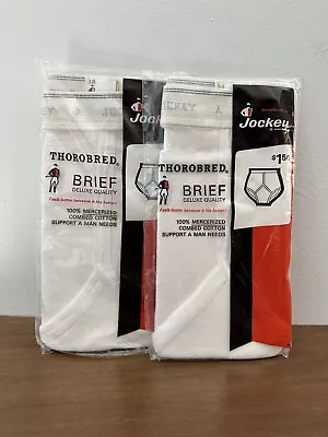 NOS Mens Vintage 1960 JOCKEY Thorobred Brief White Underwear 38 LOT • $49.99