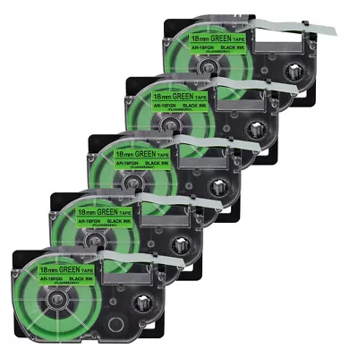 £34.79 • Buy 5PK Fluorescent Green Tape Cartridge XR-18FGN For Casio KL-120 EZ Label Printer