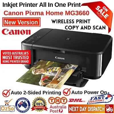 $150.72 • Buy Canon MG3660BK PIXMA Colour WiFi Printer | Scanner | Copy | Photo | AirPrint