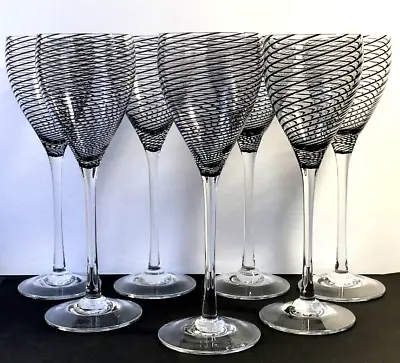 Set 7 Steven Maslach Designer Art  Stripes Wine Glasses Signed 1988 Rare • $650
