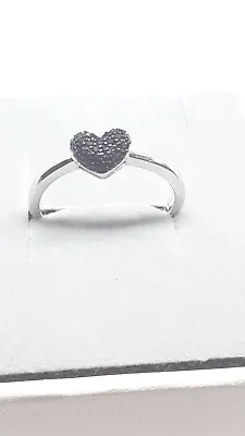 💐💝Heart Love 925 Sterling Silver Natural Black Spinel Ring • £15.10