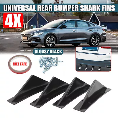 £7.19 • Buy 4X Curved Car Rear Body Bumper Diffuser Shark Fin Kit Universal Spoiler Black