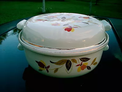 Hall's Superior Mary Dunbar  Autumn Leaf 8.75  Casserole  Handled  Base & Top  • $64.88