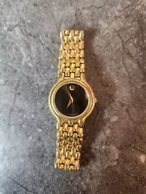 Movado Black Dial Gold Band Womans Watch • $100