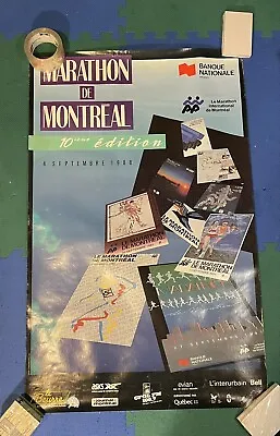 Vintage Original 1988 Montreal Marathon Poster Good Condition!! 24 X 37 • $30