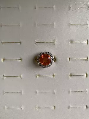 Padparadscha Colour Quartz Sterling Silver Ring Size N To O 3.35ct • £20