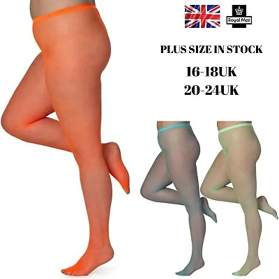 Pamela Mann Plus Size Fishnet Tights Super-Stretch Pantyhose Size 16-24UK/48-52 • $10.95