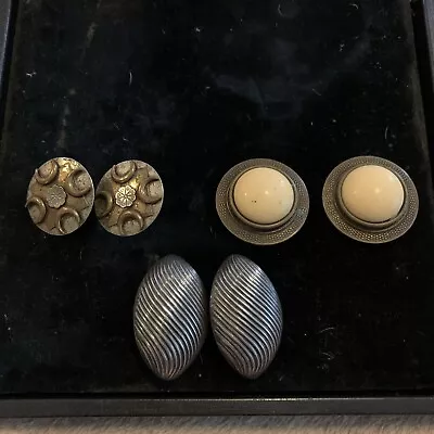 Vintage Lot Of 3 Marjorie Baer MB SF Mixed Metal Modernist Earrings • $75