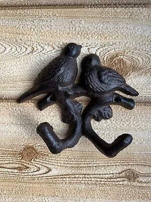 Birds On Tree Branch Wall Hook Coat Rack Purse Towel Key Hanger Rustic Cast Iron • $12.95