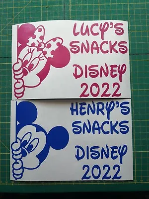 Personalised Disney Style Vinyl Decal Snack Box Mickey Minnie Pooh Tigger Eeyore • £3