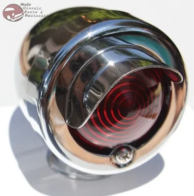 Mini Marker Utility Accent Light Lamp Assembly Chrome Red Lens Hot Rat Rod New • $24.14