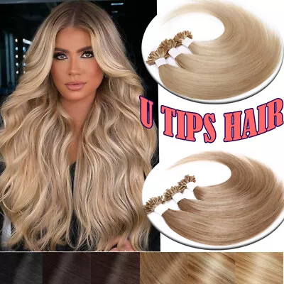 U-Tip Nail Glue 100% Human Hair Extensions Pre Bonded Russian Remy Keratin THICK • £36.95