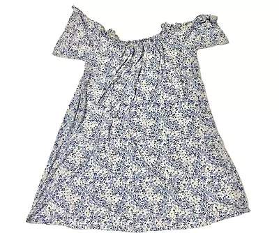 H&M Women's Off The Shoulders Blue White Floral Pull Over Dress Size S • $7