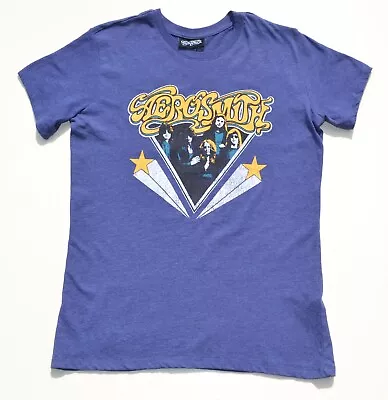 Ladies Small Blue Aerosmith Fitted Band T Shirt Size 8 - 10 • $14.45