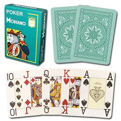 Dark Green Playing Card Deck Modiano Cristallo Poker Size 4 Pip Jumbo Index • $15.99