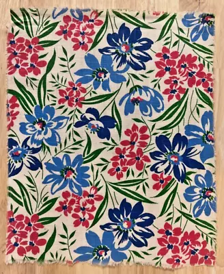 Vintage 1940s Pink-Blue-Green Flowers Feedsack Piece 9x11  • $6.95