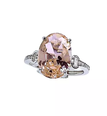 Morganite Stone  S925 Sterling Silver Solitaire Ring Cocktail Ring • $9.99