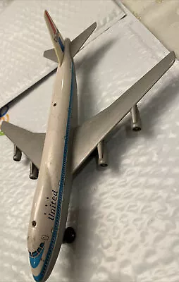 Vintage Masudaya Mt Japan Tin Litho Friction Toy Airplane United Boeing 747 10” • $88.88