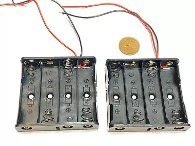 2 Pieces Battery Holder 4 AA Case Box Wire Leads Four Batteries 6V B26 • $9.35