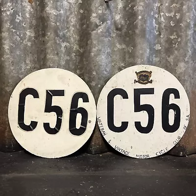 Set Of 2 X VINTAGE VETERAN MOTORCYCLE CLUB OF S.A. Rally Number Plates Australia • $37.99