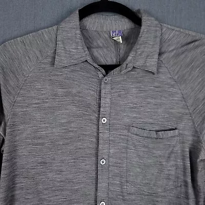 Ibex Shirt Mens Large Gray Heathered Merino Wool Long Sleeve Button Up • $47.38