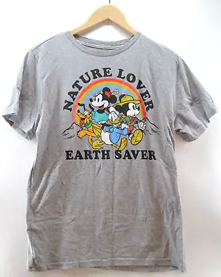 Disney Mickey And Minnie Mouse Graphic Print Gray T-Shirt Unisex Size L • $9.99